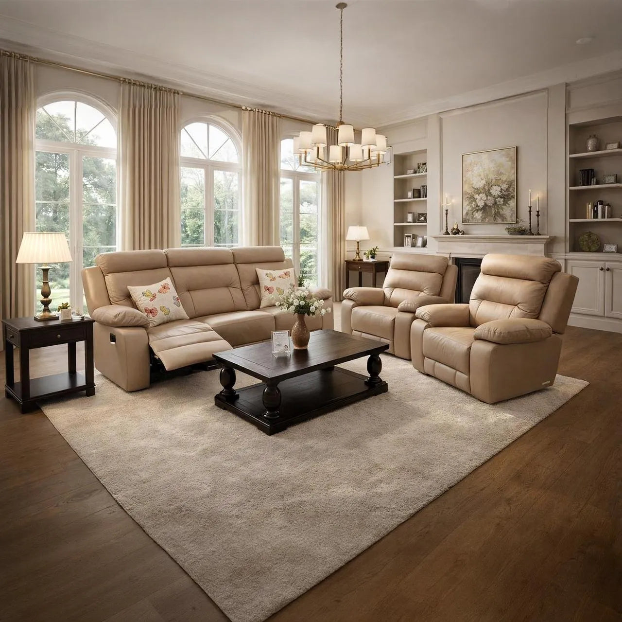 ANGELINA 3PC 3ACTION LOUNGE SUITE - MUSHROOM