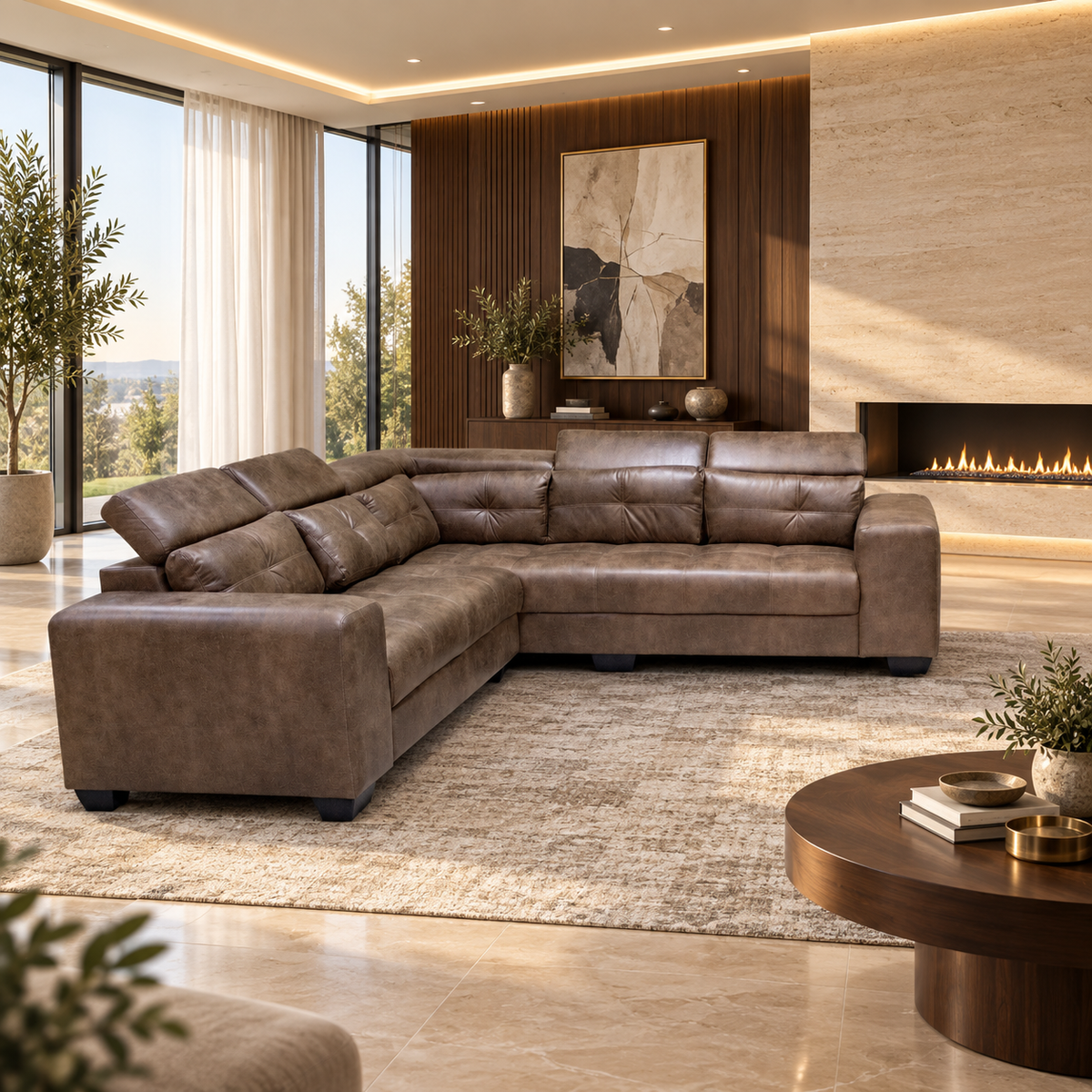 BARCELONA 2PCE DAYBED LOUNGE SUITE - TAN