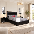 DIMORA BLACK SLIEGH BED WITH PEDESTALS