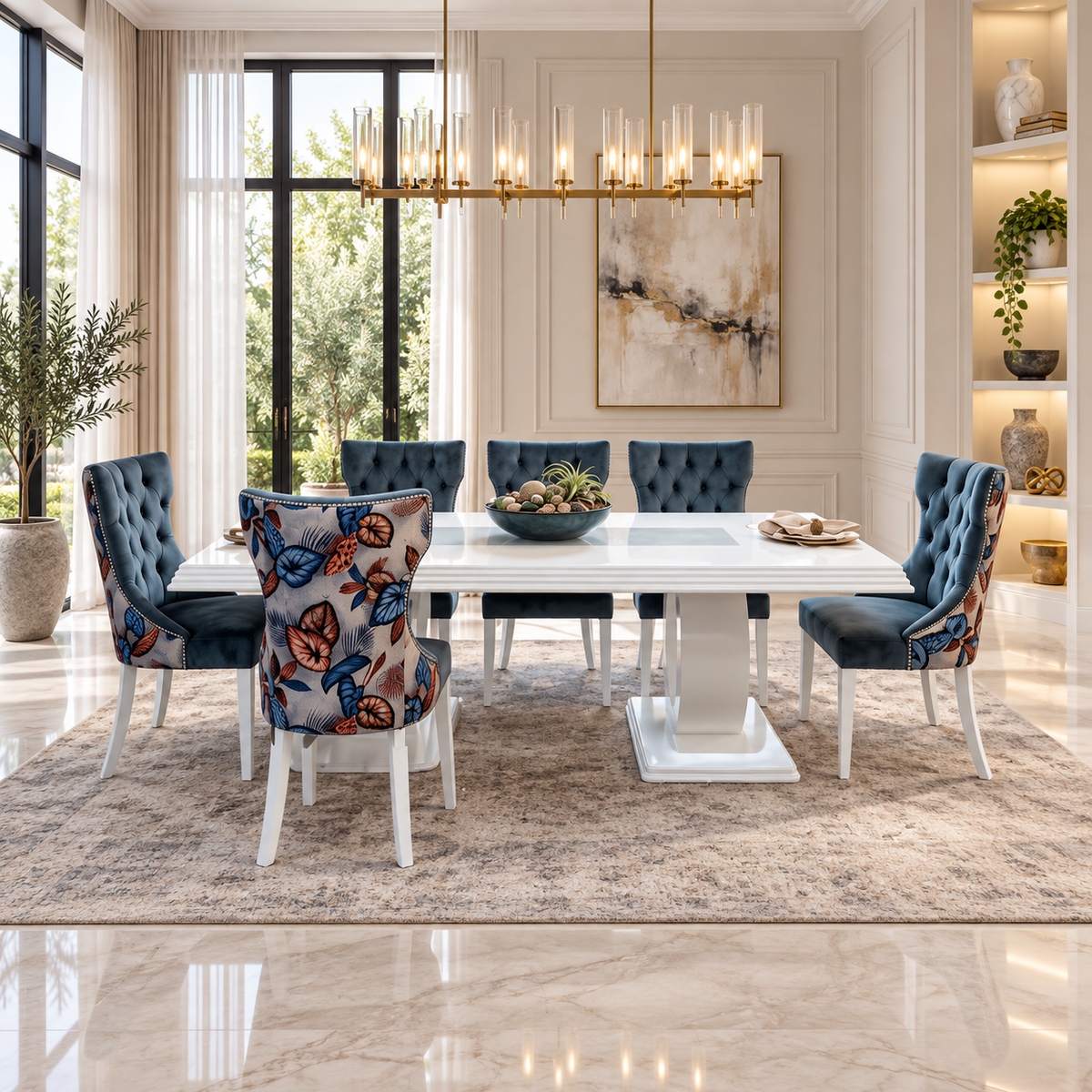 SYLVESTER WHITE 9 PIECE DINING ROOM SUITE