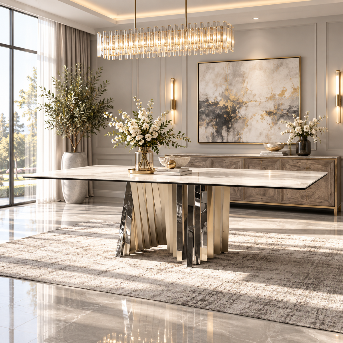 A60 DT SILVER DINING TABLE ONLY
