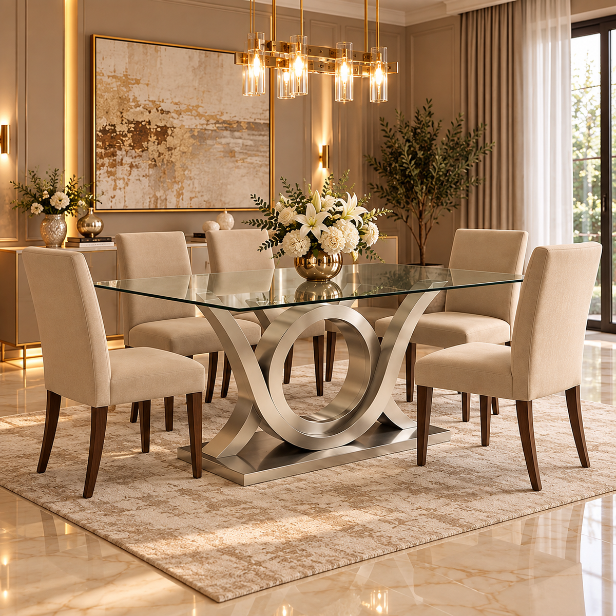 WAVE DINING TABLE WITH GLASS