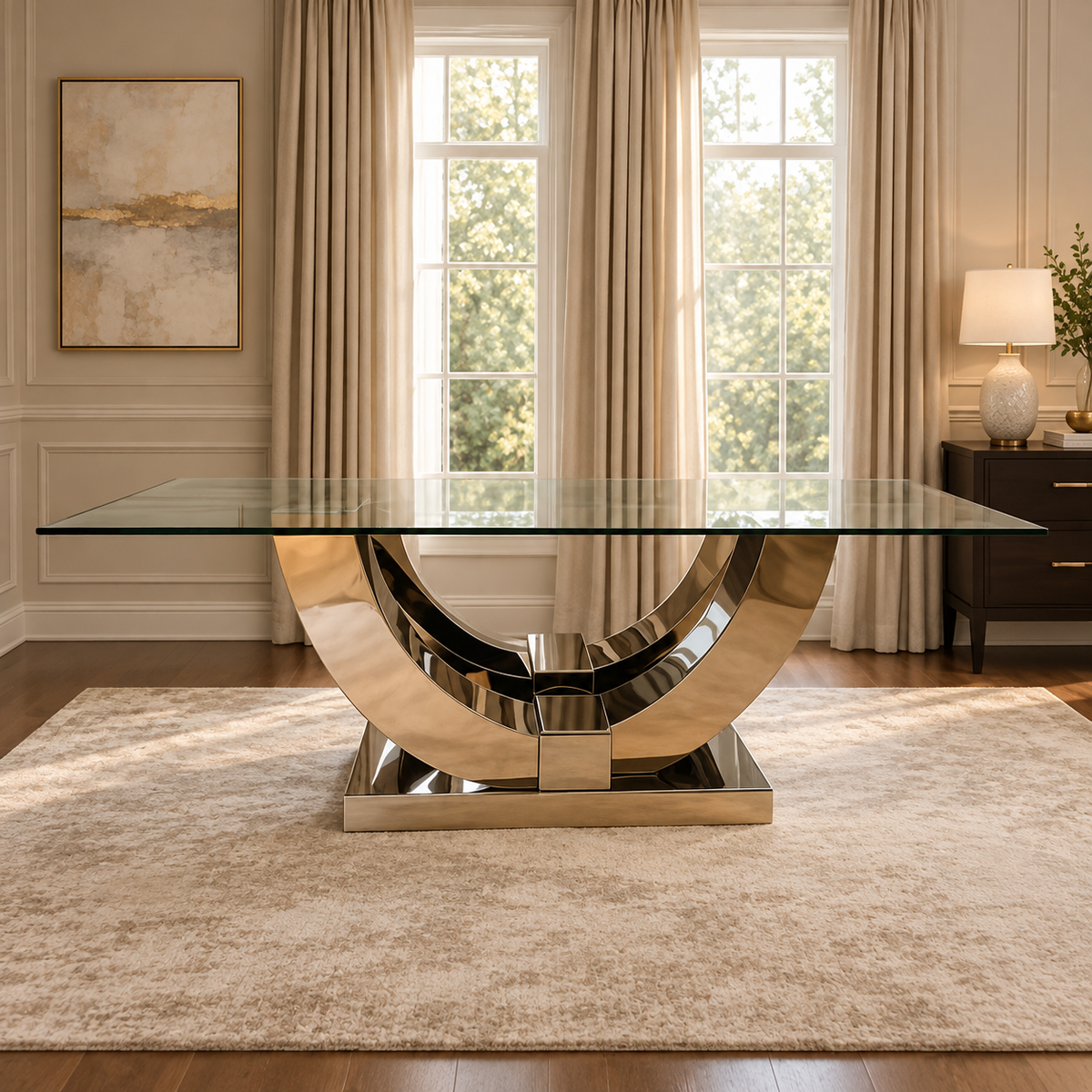 MONACO DINIING TABLE WITH GLASS