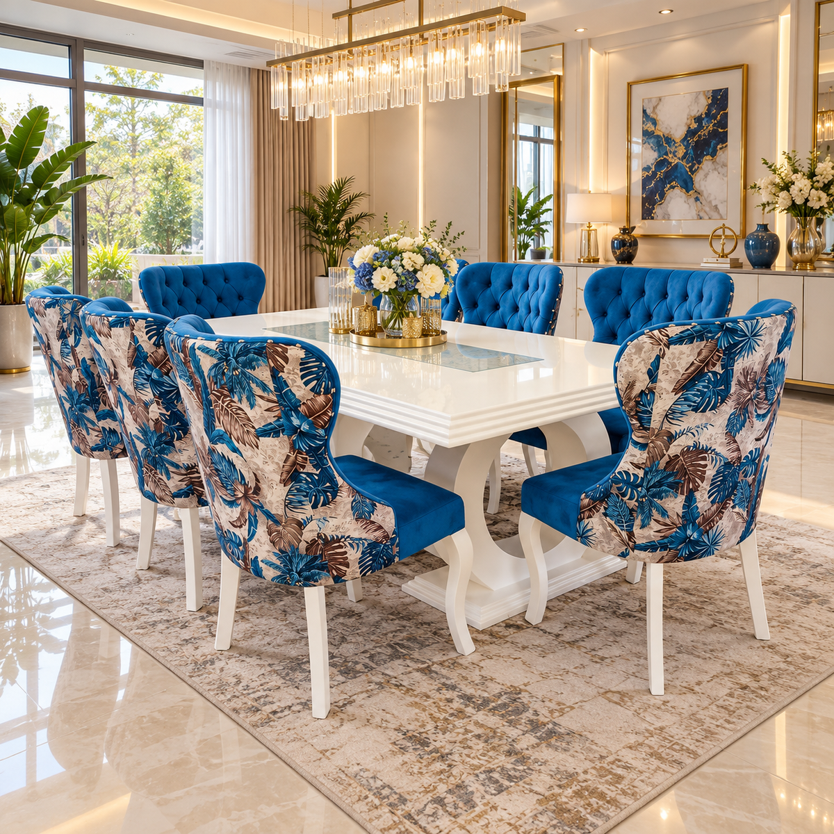 TRADE DINING SUITE 9PCE SET WHITE