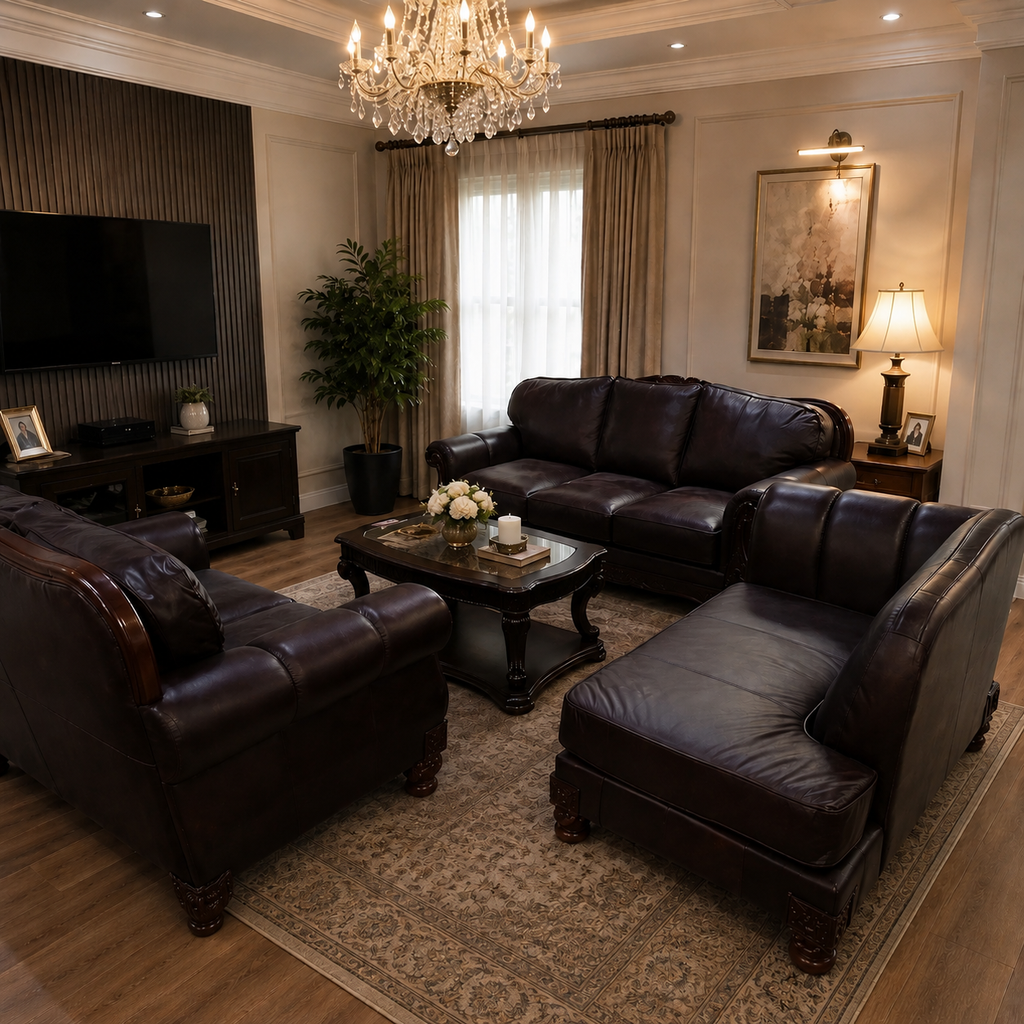 NORTHSHORE FULL GENUINE LEATHER LOUNGE SUITE