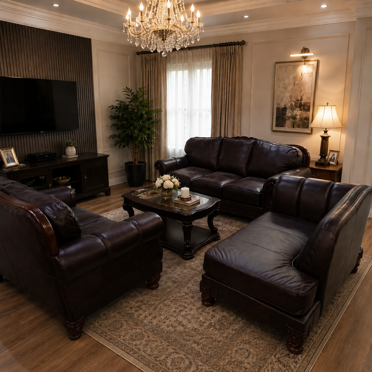 NORTHSHORE FULL GENUINE LEATHER LOUNGE SUITE