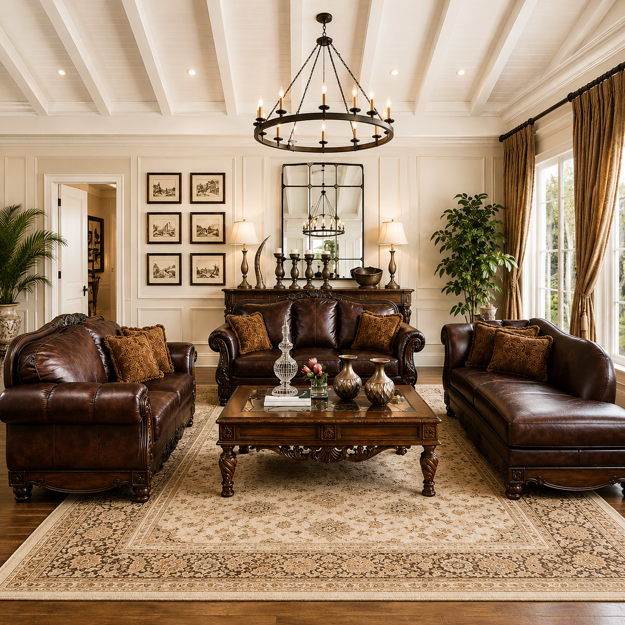 Northshore Full Genuine Leather Lounge Suite