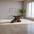 PALMA TABLE 2.1X1.1 + GLASS DARK WALNUTT