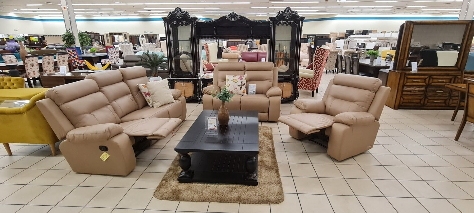 ANGELINA 3PC 3ACTION LOUNGE SUITE - MUSHROOM